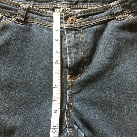 Contrast Jeans Dark Navy Blue Denim Capris - Picture 14 of 16